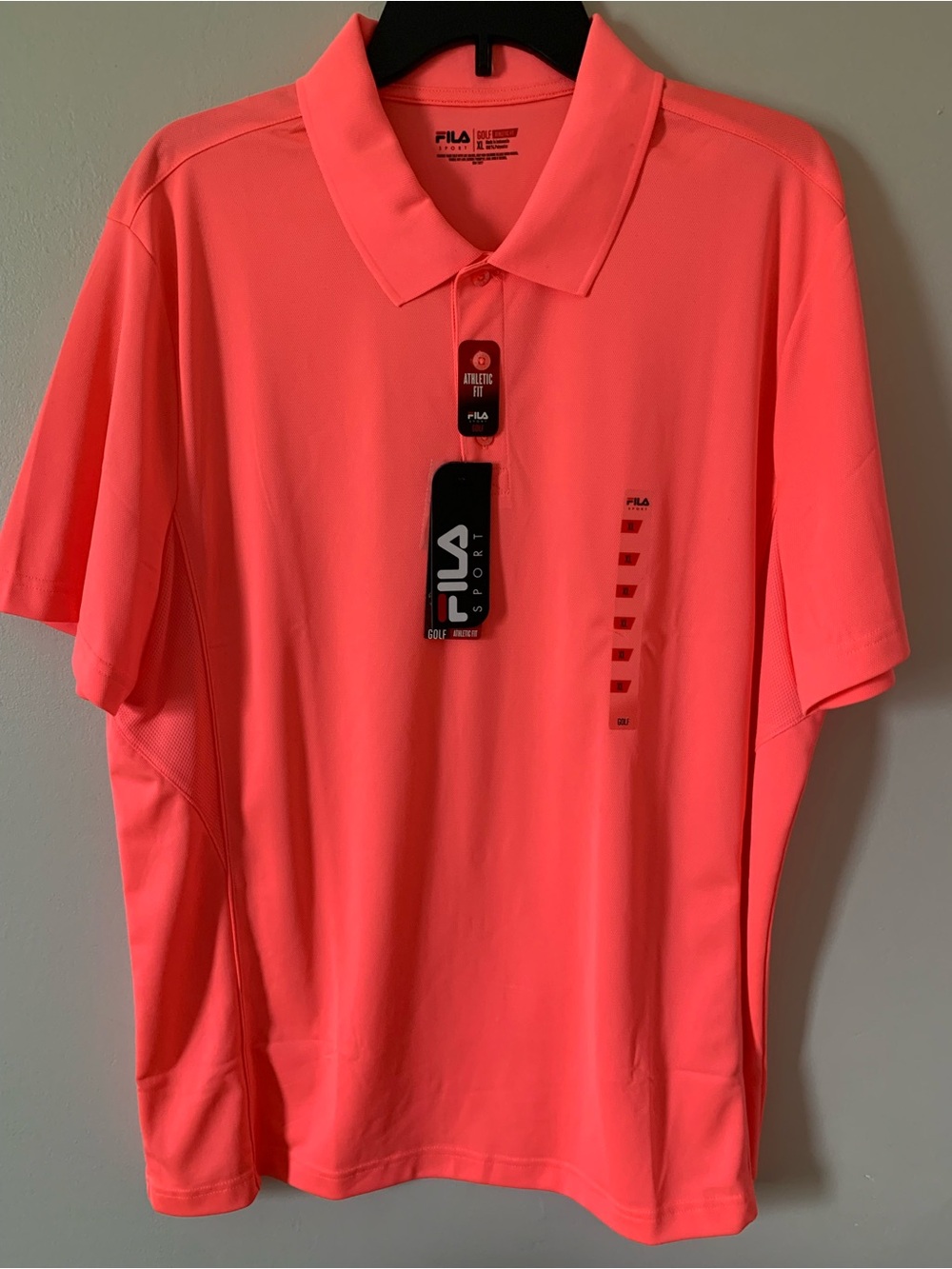 FILA Men's Neon Coral Polo Shirt